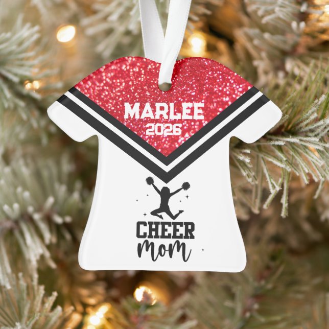 Personalised Red & Black Cheer Mum Ornament  (Tree)