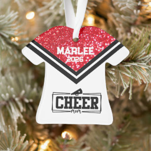 Personalised Red & Black Cheer Mum Ornament