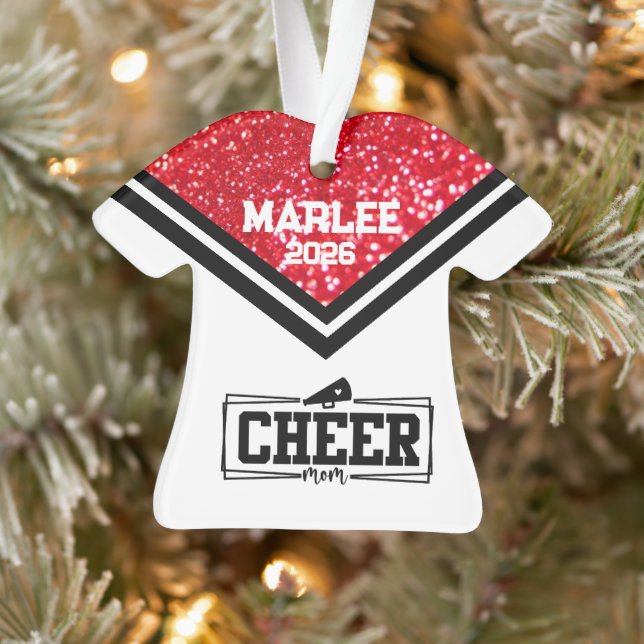Personalised Red & Black Cheer Mum Ornament  (Tree)