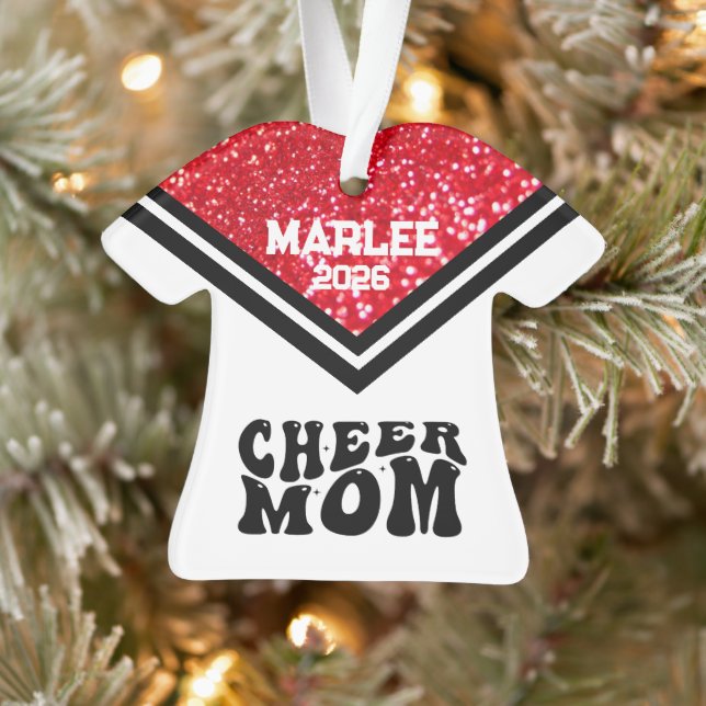 Personalised Red & Black Cheer Mum Ornament  (Tree)