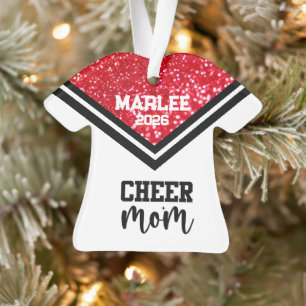 Personalised Red & Black Cheer Mum Ornament 
