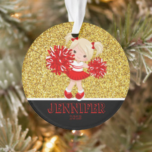 Personalised Red & Black Cheerleading Ornament 