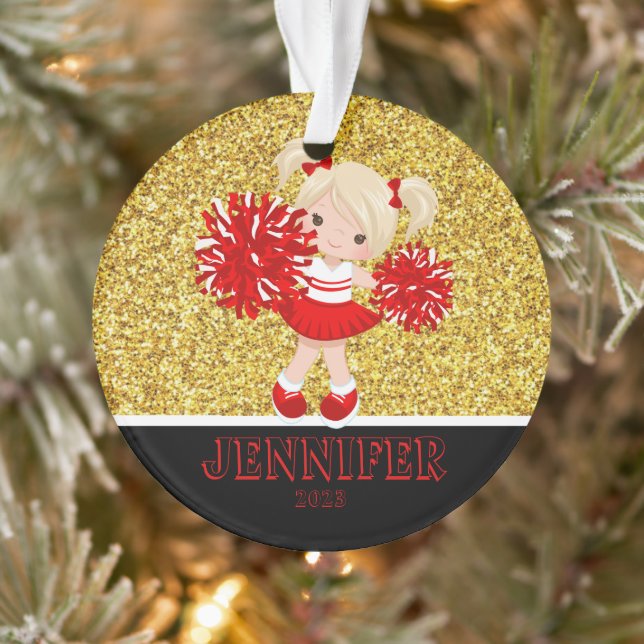 Personalised Red & Black Cheerleading Ornament  (Tree)