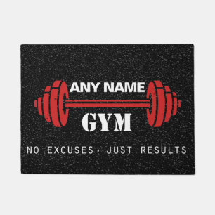 Personalised Red & Black home gym door mat