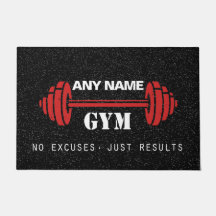 Personalised Red &amp; Black home gym door mat