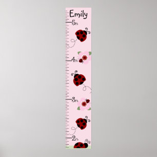 Personalised Red & Black Ladybugs Growth Chart