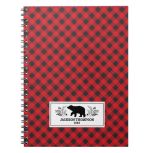 Personalised Red black Lumberjack Buffalo Plaid Notebook