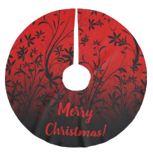 Personalised Red & Black Ombre Floral Brushed Polyester Tree Skirt