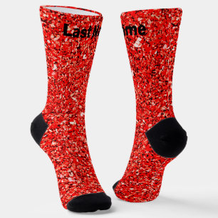 Personalised Red Black White Glitter Socks