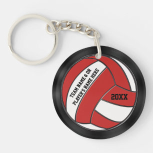 Personalised Red Black, White Volleyball Keychains