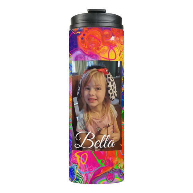Personalised, Red, Blue Colourful Thermal Tumbler (Front)