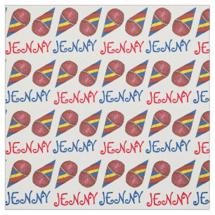 Personalised Red Blue Snocone Snow Cone Fabric