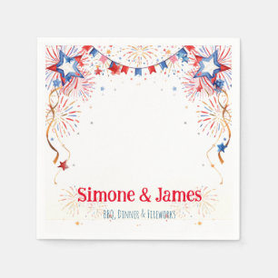 Personalised Red Blue Stars July 4th Party Napkin