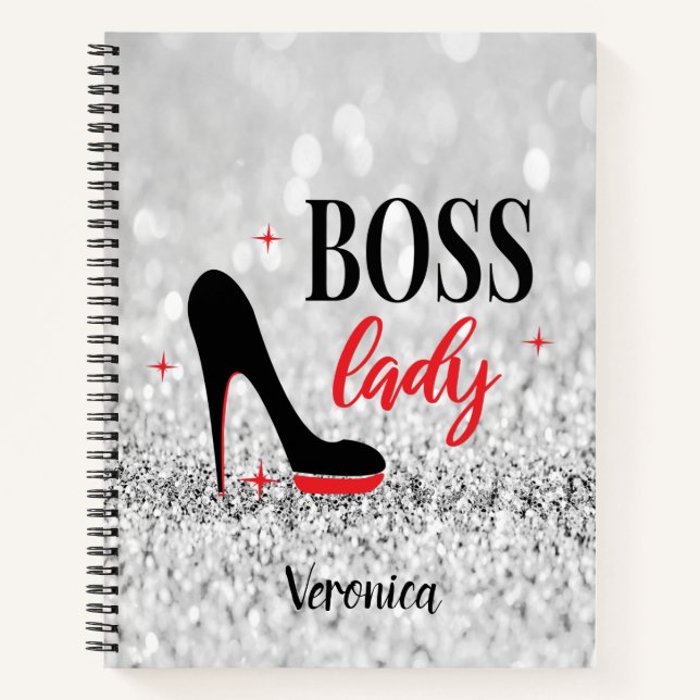 Personalised Red Bottom Stiletto Heel Boss Lady Notebook (Front)