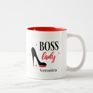 Personalised Red Bottom Stiletto Heel Boss Lady    Two-Tone Coffee Mug