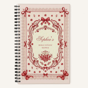 Personalised Red Bow Bible Study  Notebook