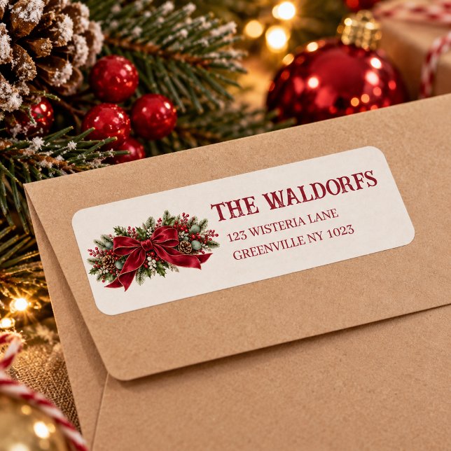 Personalised Red Bow Christmas Label (Creator Uploaded)