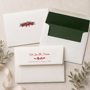 Personalised Red Bow Christmas Return Address Envelope