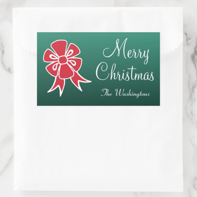 Personalised Red Bow Merry Christmas Stickers (Bag)