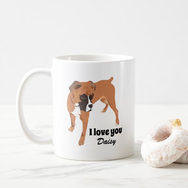 Personalised Red Boxer Dog Coffee Mug (With Donut)