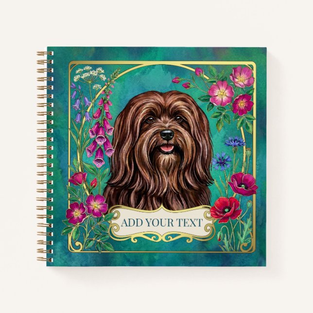 Personalised Red Brown Lhasa Apso Square Notebook (Front)