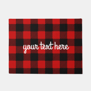 Personalised Red Buffalo Plaid Door Mat