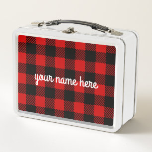 Personalised Red Buffalo Plaid Lunch Box