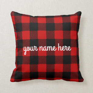 Personalised Red Buffalo Plaid Pillow