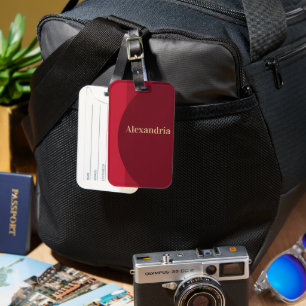 Personalised Red burgundy Luggage Tag