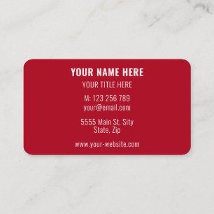 Personalised Red Business Cards Your Colours - Fon