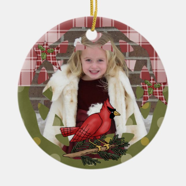 Personalised  Red Cardinal Photo Ornament (Front)
