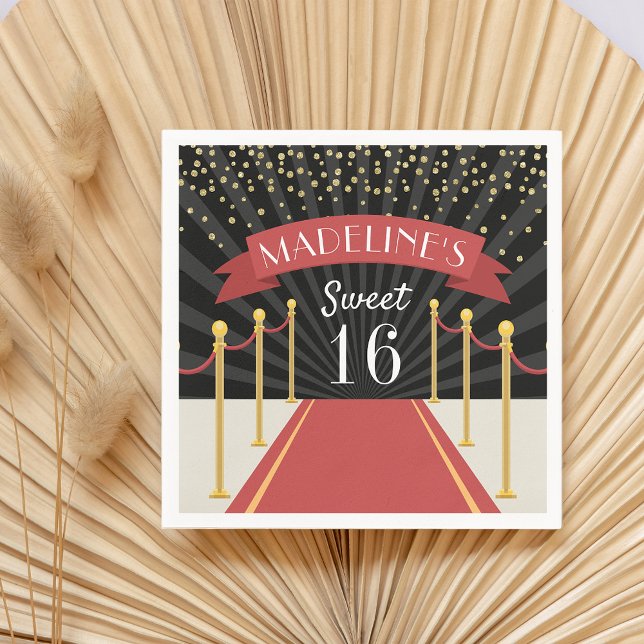 Personalised Red Carpet Theme Sweet Sixteen Napkin (Creator Uploaded)