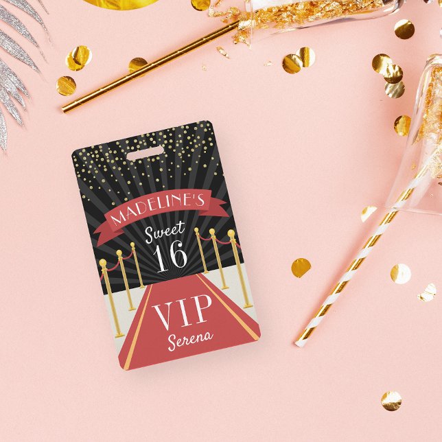 Personalised Red Carpet VIP Pass Sweet Sixteen ID Badge (Creator Uploaded)