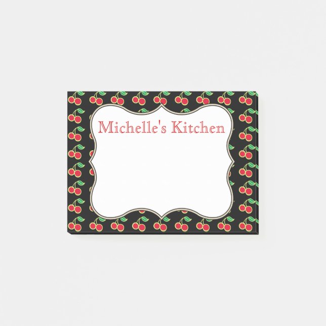 Personalised Red Cherry Post It Notes (Front)
