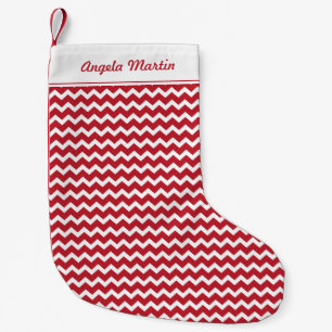 Personalised Red Chevron Christmas Small Christmas Stocking
