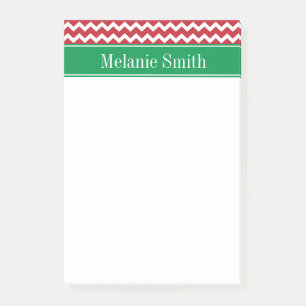 Personalised Red Chevron Holiday Christmas Post-it Notes