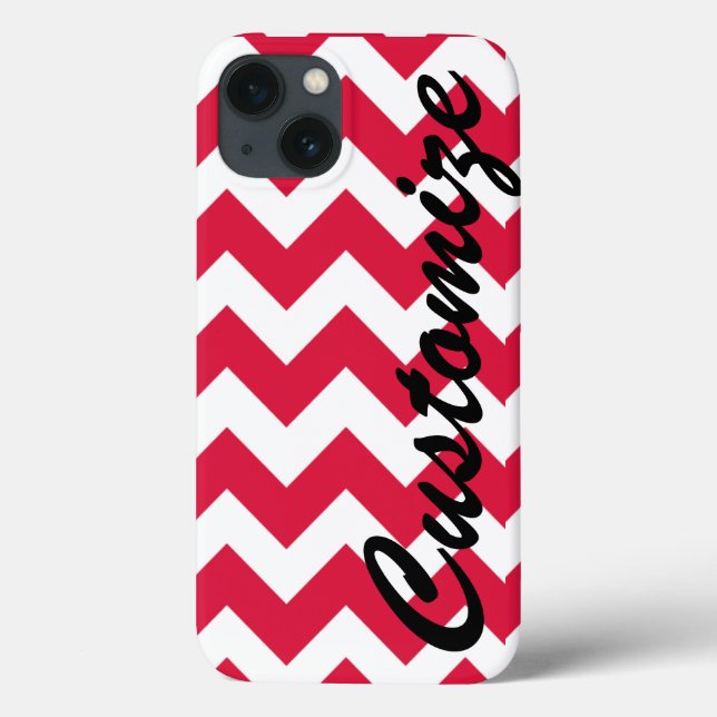 Personalised Red Chevron Pattern Case-Mate iPhone Case (Back)