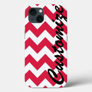 Personalised Red Chevron Pattern iPhone 13 Case