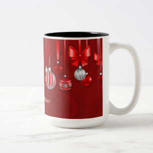 Personalised Red Christmas Ornaments Mug