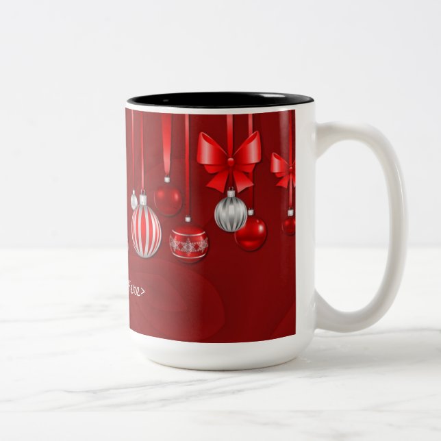 Personalised Red Christmas Ornaments Mug (Right)