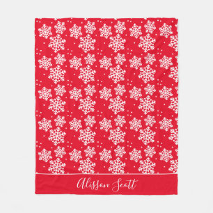 Personalised Red Christmas Pattern Fleece Blanket