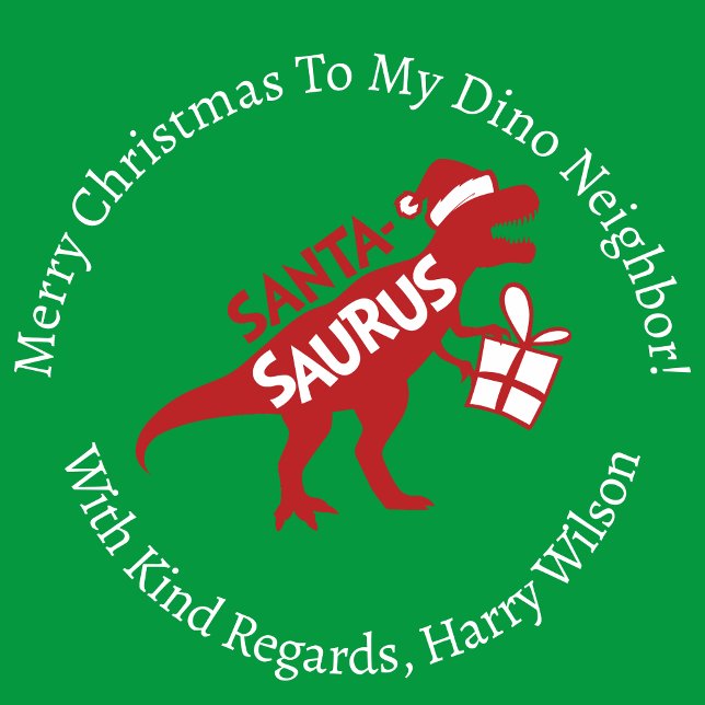 Personalised Red Christmas Santa-Saurus Dinosaur Wrapping Paper (Creator Uploaded)