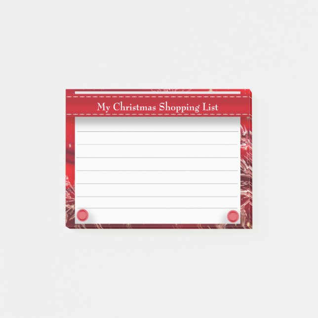 Personalised Red Christmas Shopping List Post-it Notes (Front)