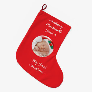 Personalised Red Christmas Stocking with Photo
