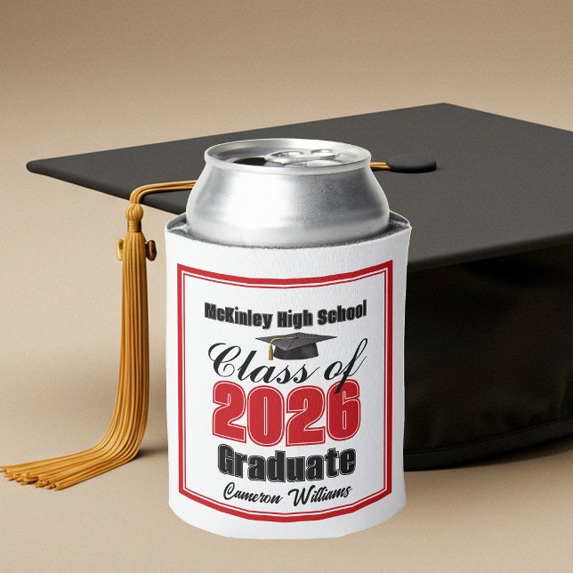 Personalised Red Class of 2026 Graduation Party Can Cooler (Creator Uploaded)