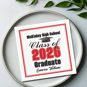 Personalised Red Class of 2026 Graduation Party Napkin
