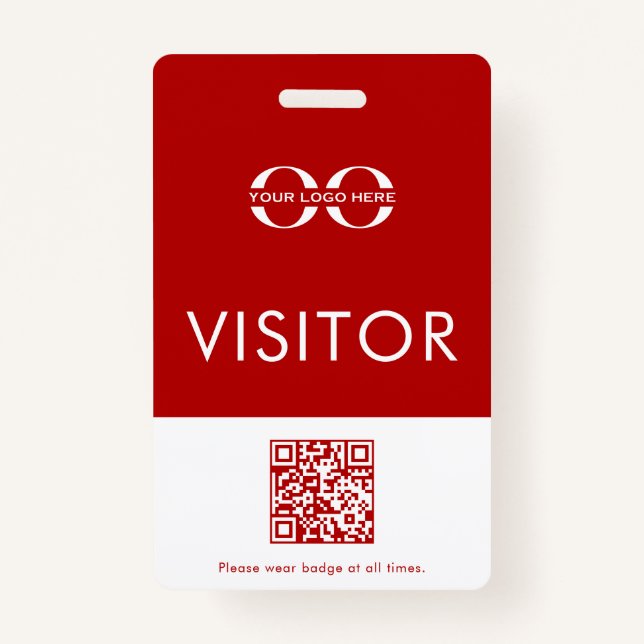 Personalised Red Company Logo Visitor Badge ID Badge (Front)