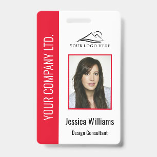 Personalised Red Corporate Employee Security ID  Badge
