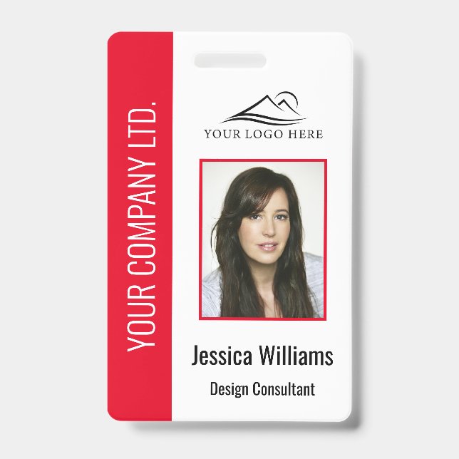 Personalised Red Corporate Employee Security ID  Badge (Front)