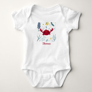 Personalised Red Crab Sea Life Marine Life Ocean  Baby Bodysuit
